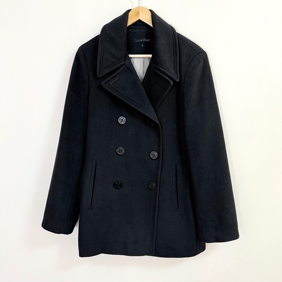 Black Calvin Klein Wool & Cashmere Peacoat - Size 10 - Picture 1 of 10